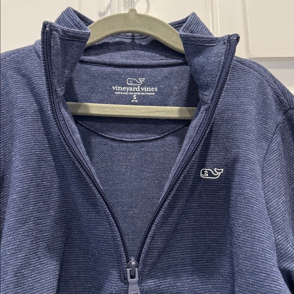 Vineyard Vines saltwater quarter 3/4 zip sweater boys size small 8-10 navy blue - Picture 5 of 8